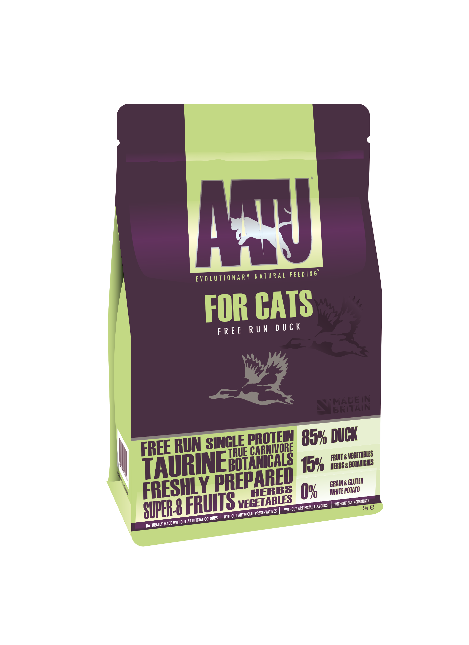 AATU 85/15 Grain Free Duck Dry Cat Food - 3kg